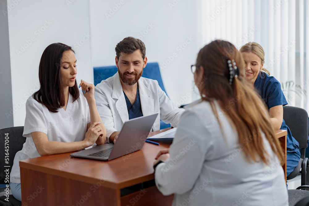 Successful medical doctors are discussing diagnosis during the conference Successful medical doctors are discussing diagnosis during the conference
