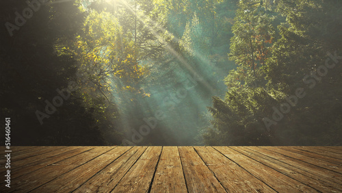 Fotografie, Tablou Wooden board empty table in front of blurred background