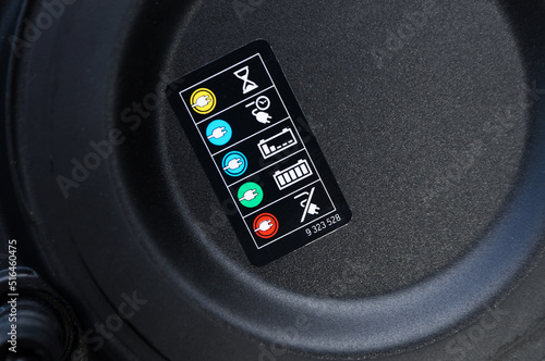 Charging symbols on the hybrid car