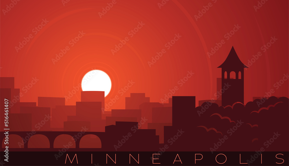 Minneapolis Low Sun Skyline Scene