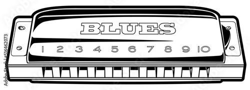 Blues harmonica illustration