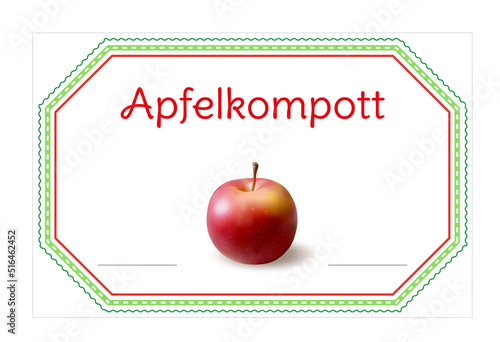 Papier Etiketten für eingemachten Apfelkompott,
Vektor Illustration isoliert auf weißem Hintergrund
