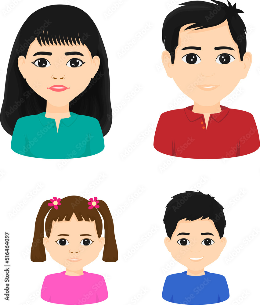 family of four... mother, father, daughter and son family of four... mother, father, daughter and son