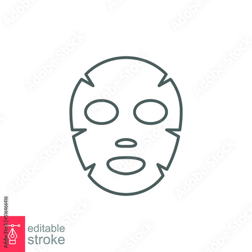 Face mask pack icon. Simple outline style. Skin care, sheet, cosmetic, beauty concept. Thin line symbol. Vector illustration design isolated on white background. Editable stroke EPS 10