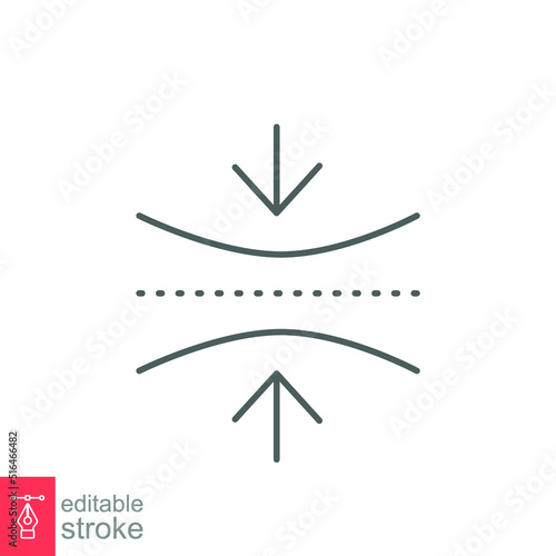 Elastic icon. Simple outline style. Flexible, arrow, vector, bounce, logo, jump, structure, curve shape. Thin line symbol. Vector illustration isolated on white background. Editable stroke EPS 10