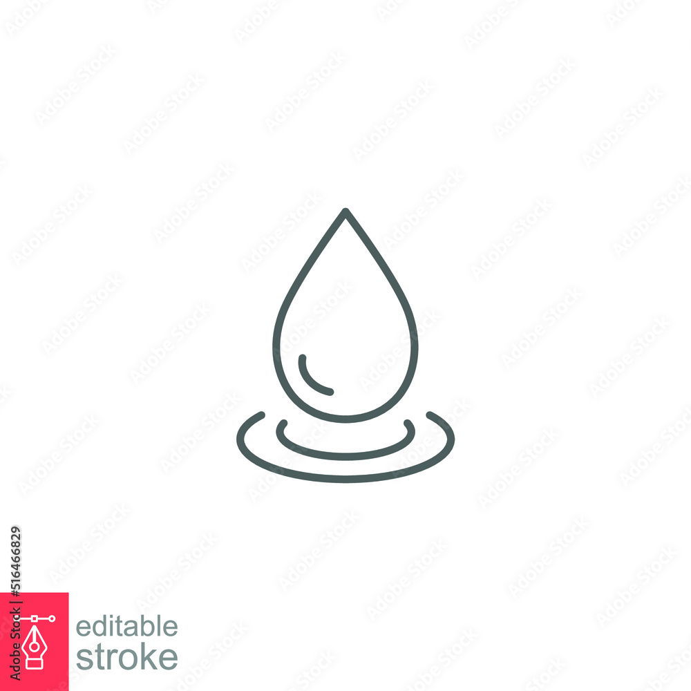 Drop water icon. Simple outline style. Bath, drop target, nature concept. Thin line symbol. Vector illustration design isolated on white background. Editable stroke EPS 10 Drop water icon. Simple outline style. Bath, drop target, nature concept. Thin line symbol. Vector illustration design isolated on white background. Editable stroke EPS 10