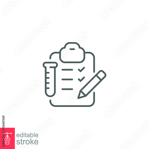 Clinical analysis result icon. Outline style. Lab blood test, medical exam health check, hiv, medicine concept. thin line symbol vector illustration isolated on white background editable stroke EPS 10