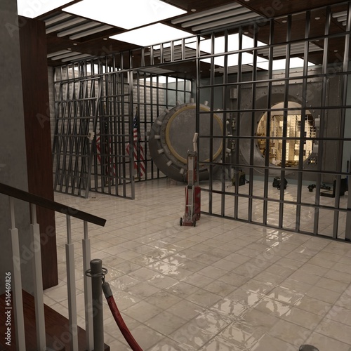 3D-Illustration of a glass and transparent office