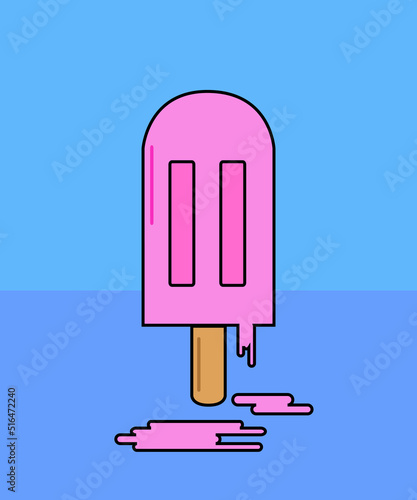 Pink melting ice cream, simple and forceful logo, minimalist