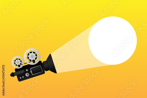 Movie projector, Retro cinema. Cinematography festival. Movie time. Vector illustration.