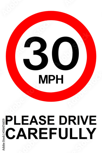 30mph Speed limit sign Speed restriction 