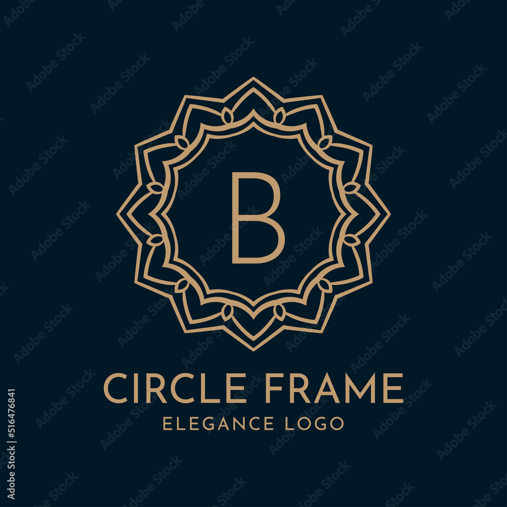 letter B circle frame elegance vector logo design