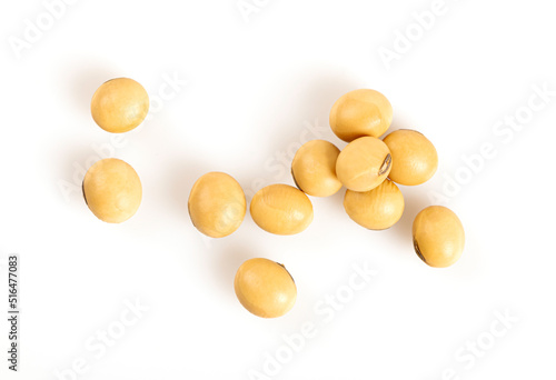 Top view Soybeans isolated on white background.