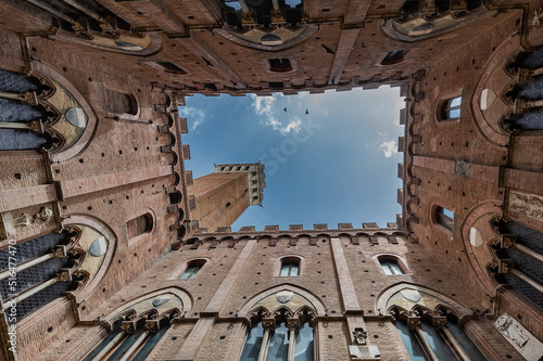 Torre del Mangia seen from the internal courtyard, Piazza del Campo, Siena. © tripper13