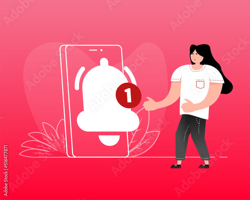 Cartoon illustration with notification people for marketing design. Isometric vector illustration