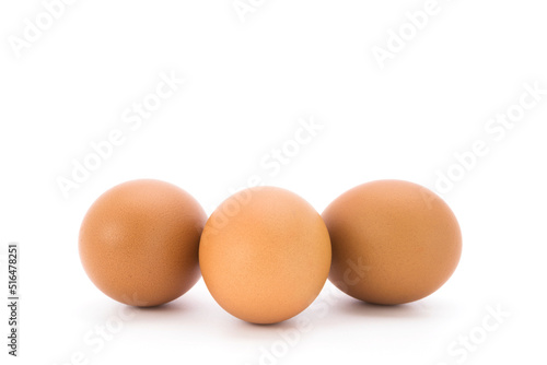 Fresh chicken eggs. Fresh organic food from farms isolated on white background.