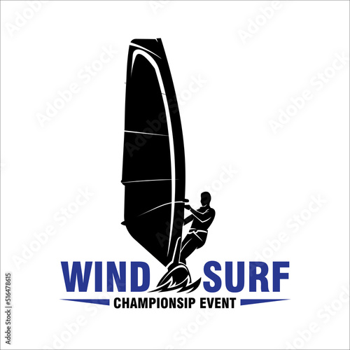 Wind surfing vector illustration logo design, perfect for team and championship event logo 
