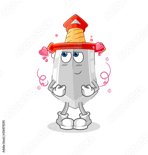 sword shy vector. cartoon character