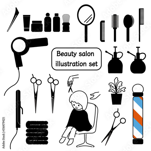ヘアサロンのイラストセット　シルエット