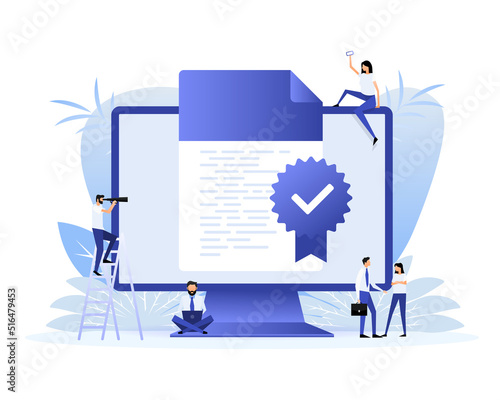 Certified document symbol. Approval process. Quality mark.