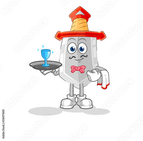 sword waiter cartoon. cartoon mascot vector