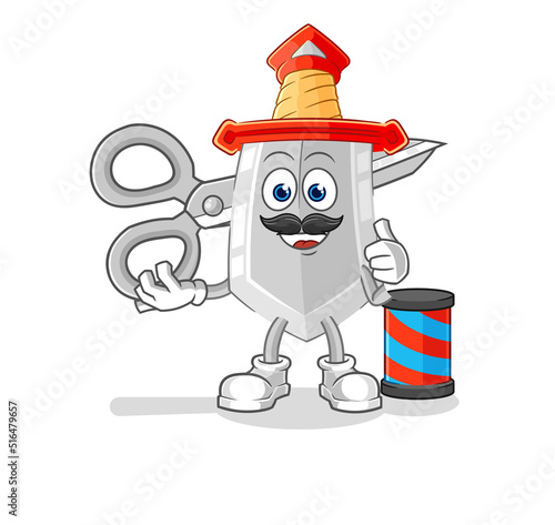 sword barber cartoon. cartoon mascot vector