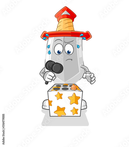 sword play whack a mole mascot. cartoon vector