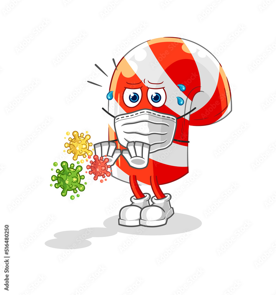 candy cane refuse viruses cartoon. cartoon mascot vector