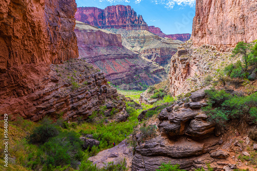 View of Bright Angel Canyon From Ribbon Falls, North Kaibab Trail, Grand Canyon National Park, Arizona, USA photo