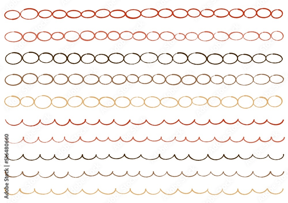 手描き風のカラフルでシンプルな飾り罫