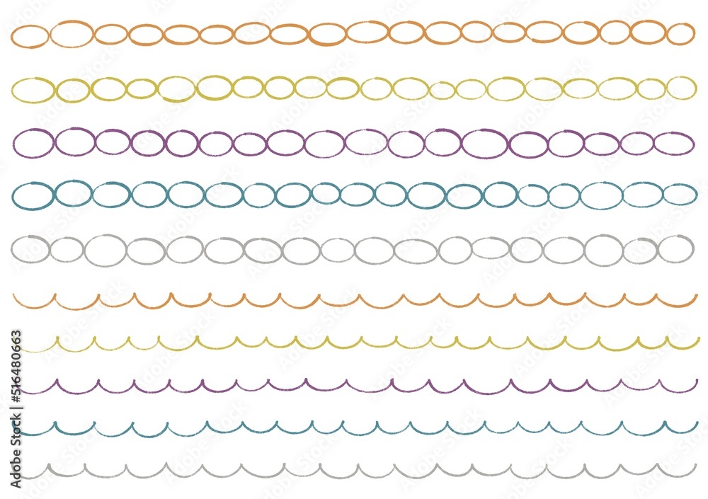 手描き風のカラフルでシンプルな飾り罫