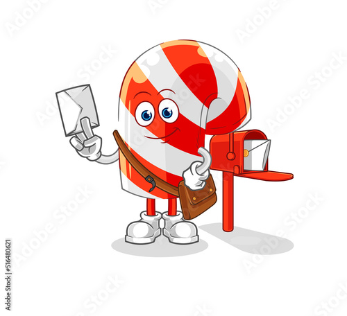 candy cane postman vector. cartoon character