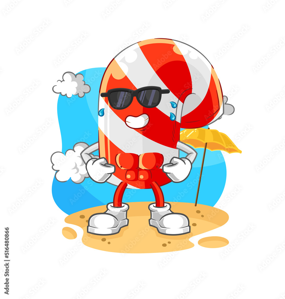 candy cane sunbathing in summer. character vector candy cane sunbathing in summer. character vector