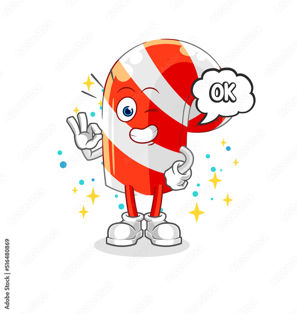 candy cane agree mascot. cartoon vector