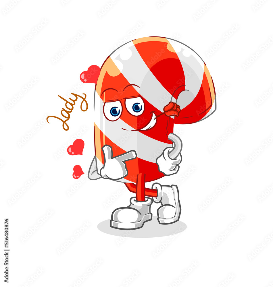 candy cane flirting illustration. character vector