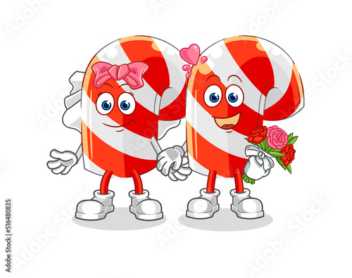 candy cane wedding cartoon. cartoon mascot vector