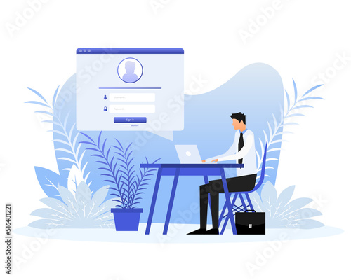 Log in people. Isometric vector illustration. Illustration with sign in people for mobile app design