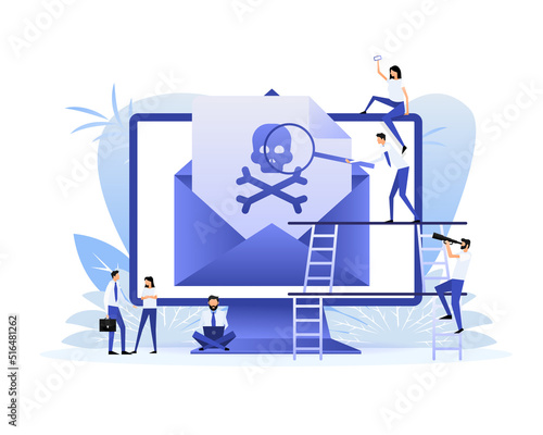 Virus message in flat style. Vector design. Flat style characters. Vector graphic.