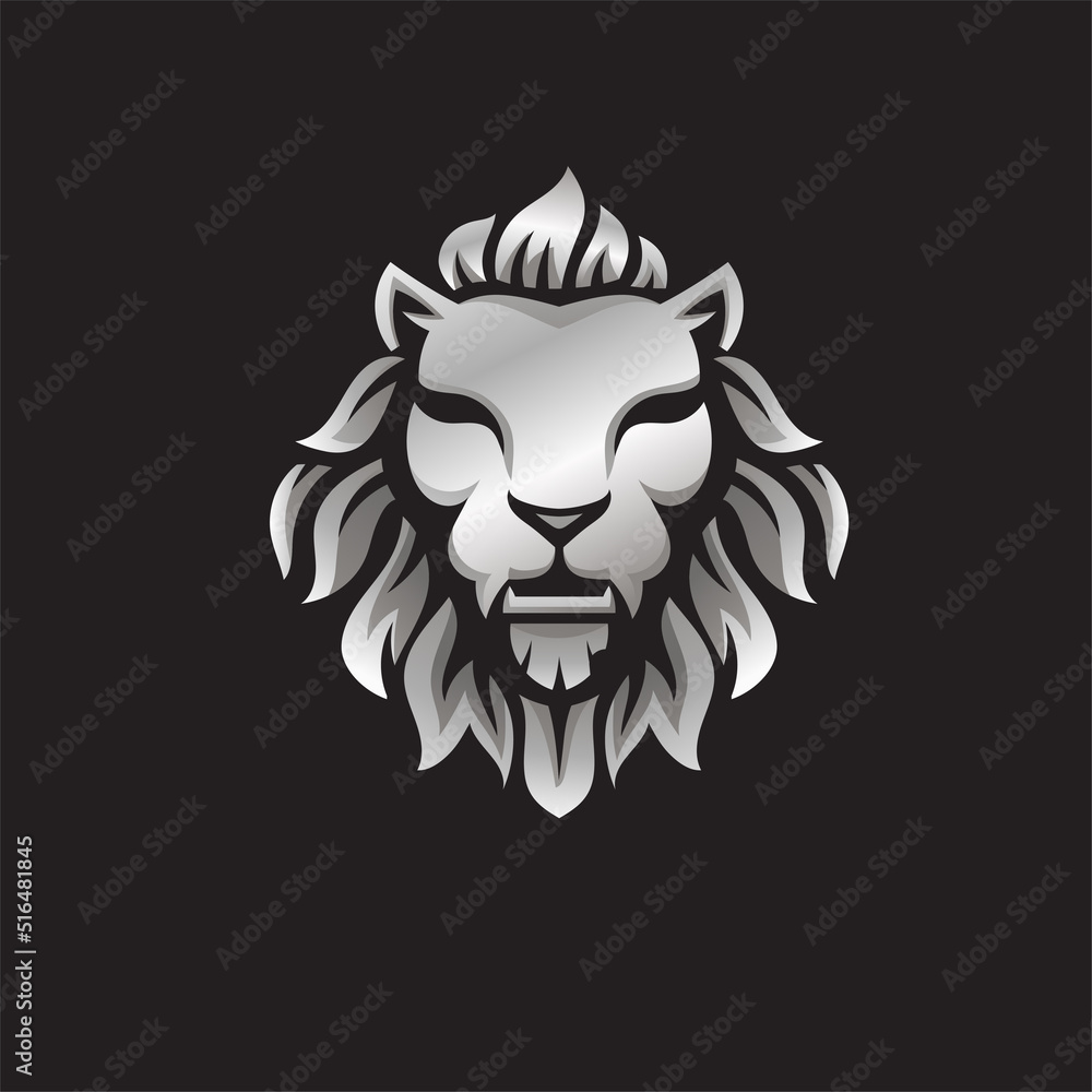 Elegant silver lion head crest vector Elegant silver lion head crest vector