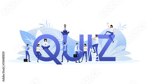 Quiz sign people. Flat vector illustration. Business vector icon.
