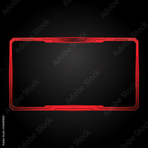 Red video border frame for live streaming, creative facecam overlay gaming ui panel for live broadcast.