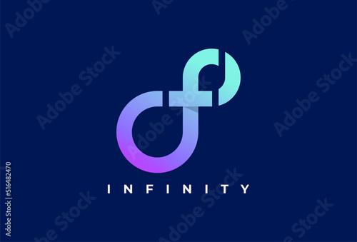 Infinity Logo,  Letter F  with Infinity combination, suitable for technology, brand and company logo design. vector illustration