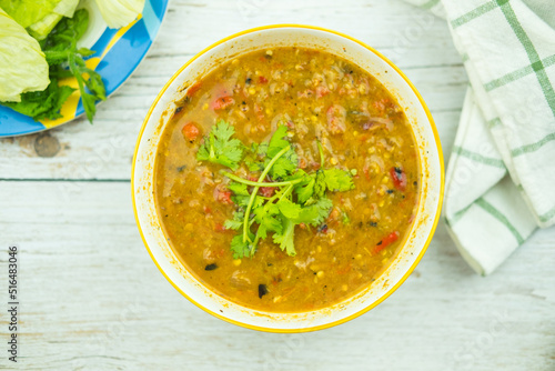 Картината върху платно Spicy mashed mackerel mix with fermenting fish chili sauce paste, Thai style foo