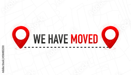 Color we have moved thin line bubble. concept of locator land mark like ecommerce delivery or transfer label.