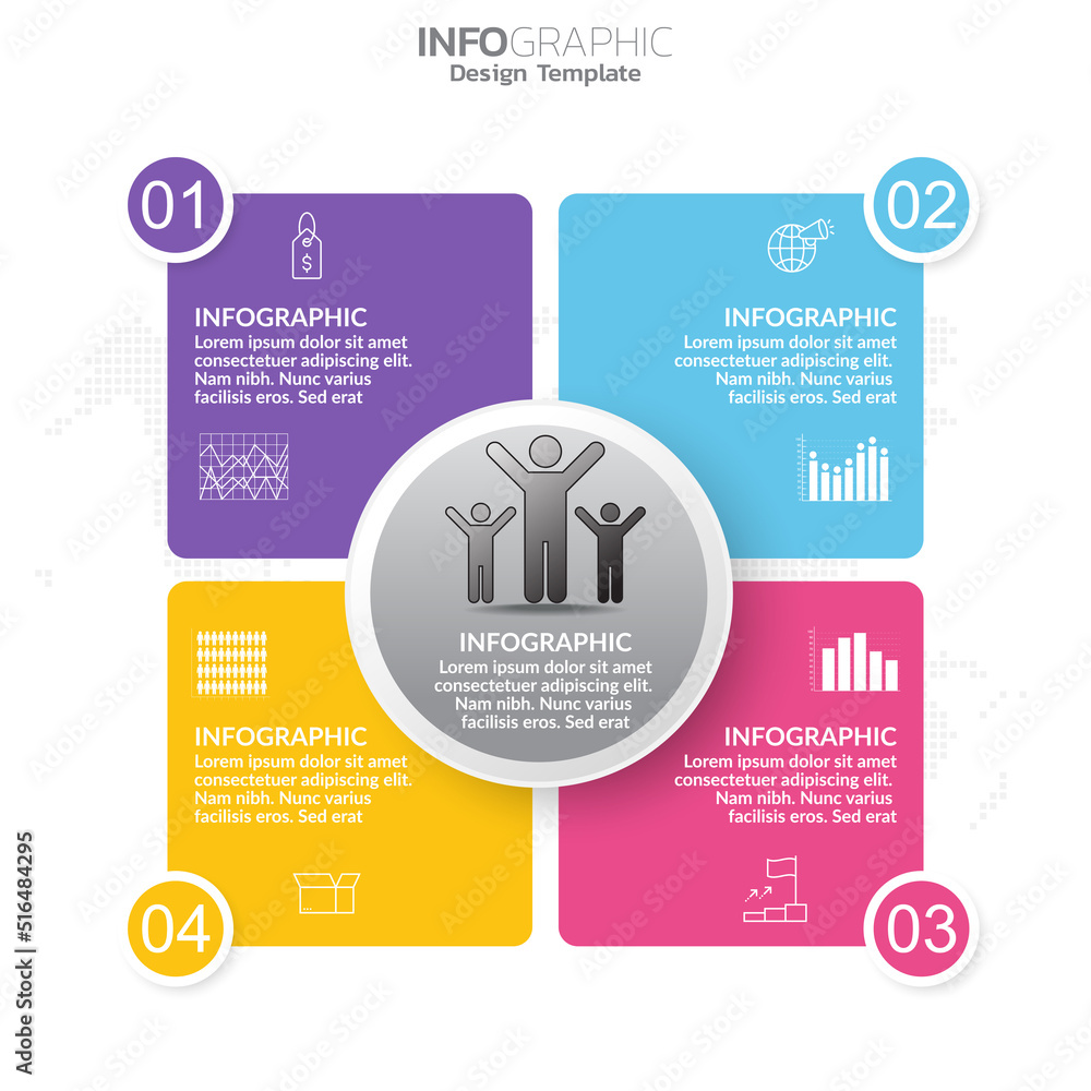 Fototapeta premium Business infographic template with 4 steps colors