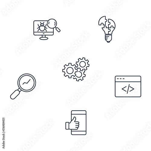 Conceptual business illustration with vector icons and the words software testing icons set . Conceptual business illustration with vector icons and the words software testing pack symbol vector eleme