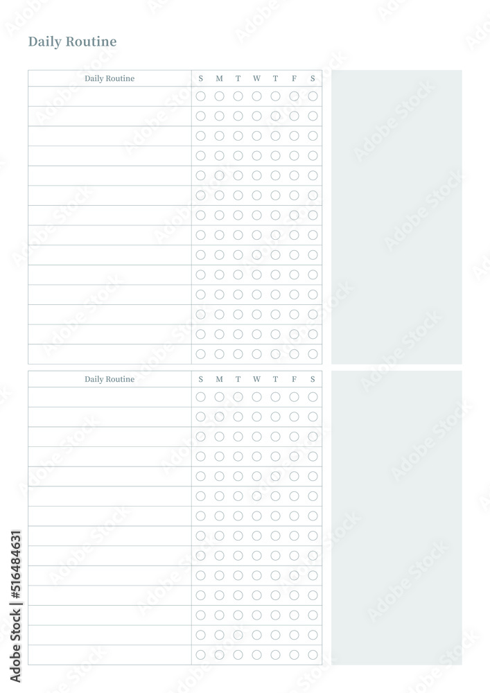Note, scheduler, diary, calendar planner document template illustration