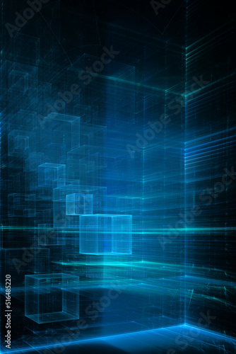 Abstract technology background. 3d illustration, graphic design element.