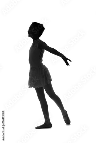 ダンス衣装を着た女の子のシルエット　バレエ　新体操 photo