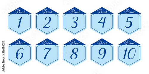 1〜10までの数字アイコンセット　ポイント（ブルー系）